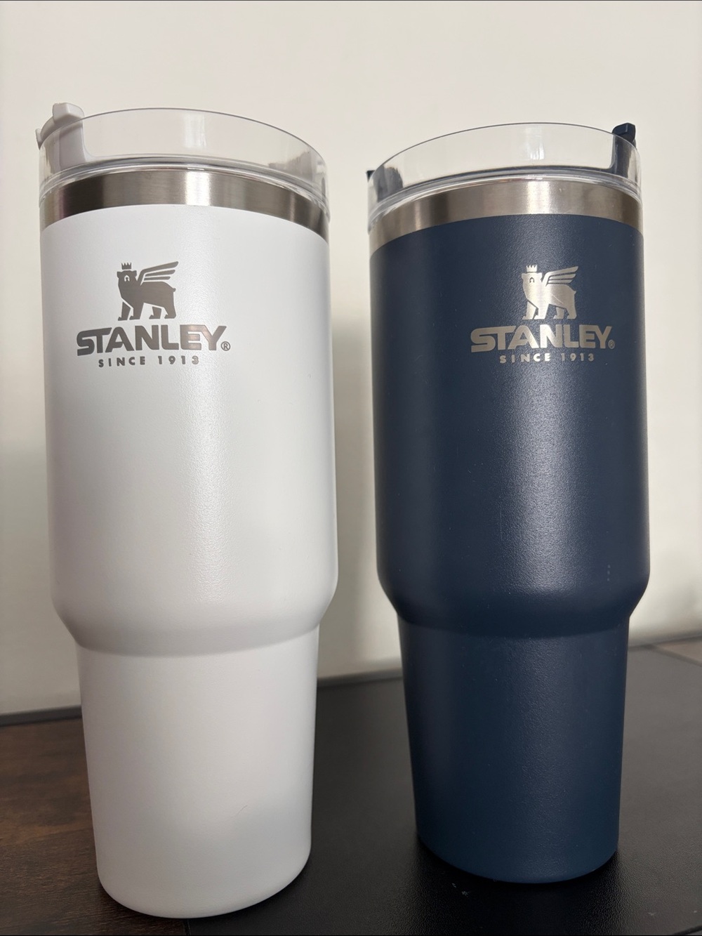 Stanley White & Navy Matte Travel Tumbler Duo